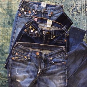 (3 pair) True Religion skinny jeans sized 24